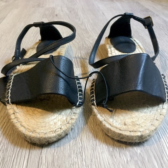 NWT Black Jute Espadrille Slide Flat Sandals 9 New - Picture 2 of 8